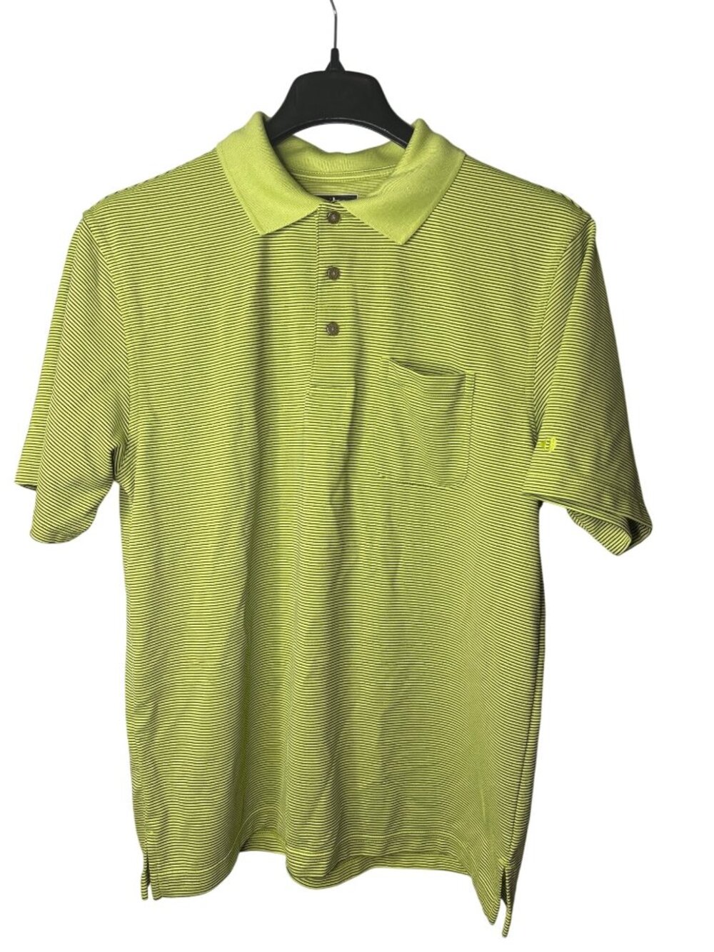 Grand Slam Performance Mens Golf Polo Size L Chartreuse Black Striped